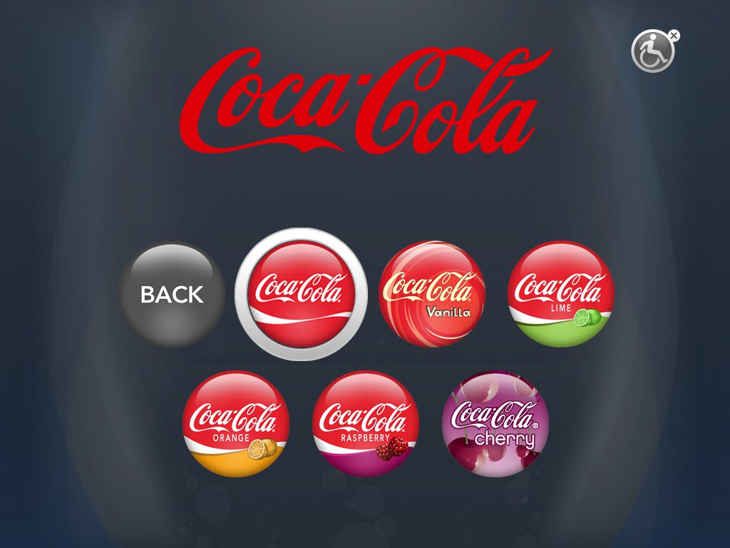 A close up of the coca cola buttons