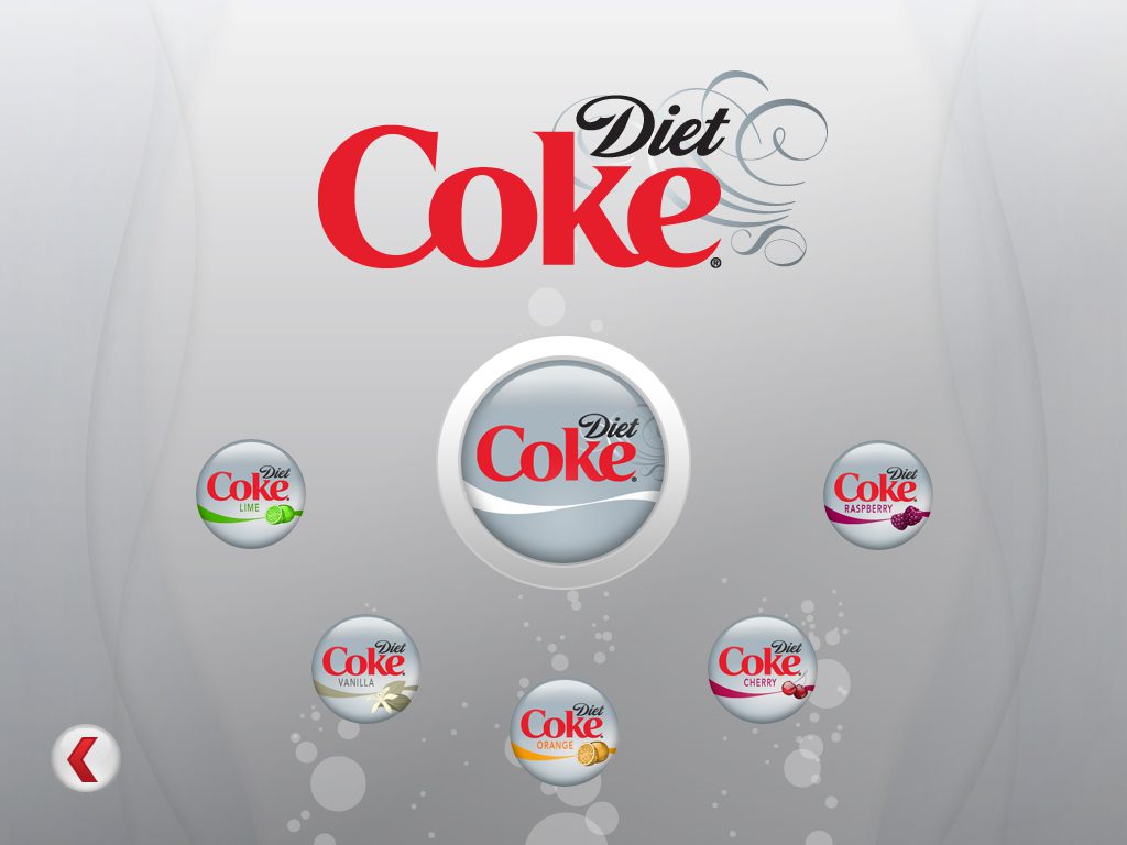 A silver background with six different diet coke logos.