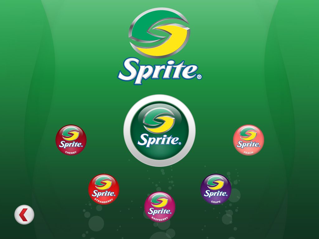 A green background with sprite logo and various colors.