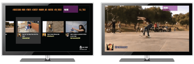 tacobell_athome Two monitors with a picture of someone playing frisbee.