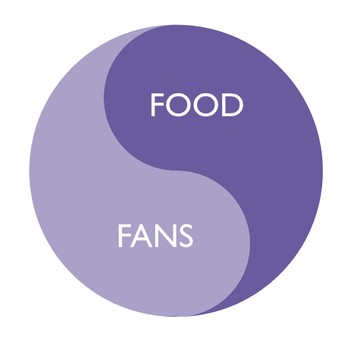 tacobell_foodFans_1 A purple and white circle with the words food fans in it.